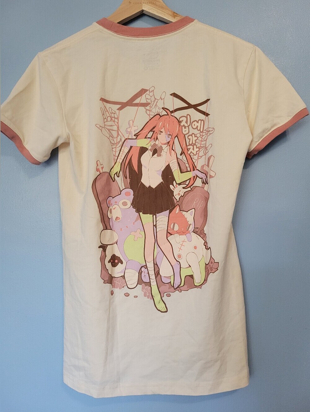 Ohmonah Erotipop Zombie Anime Graphic Ringer Tee Cream M